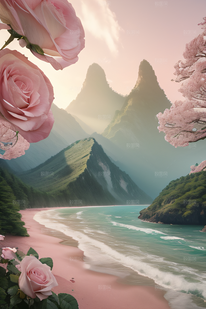 自然之美浩渺奇观与精致花朵的完美融合