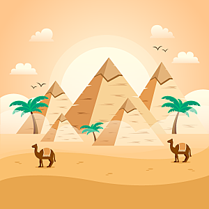 创意埃及沙漠金字塔风景矢量