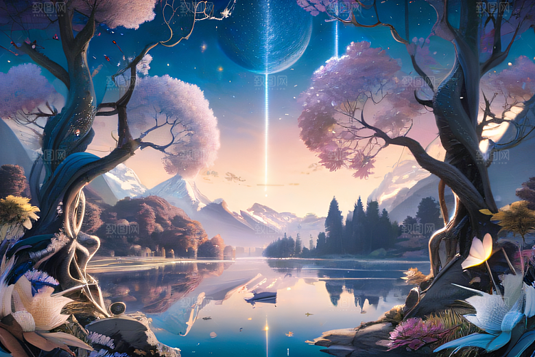 神奇幻境湖光山色与星空的完美融合