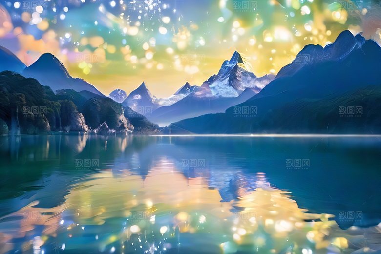 神奇幻境湖光山色与星空的完美融合