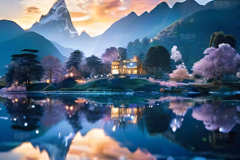 神奇幻境湖光山色与星空的完美融合