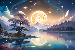 自然之美壮丽浪潮与精致花朵的和谐共舞