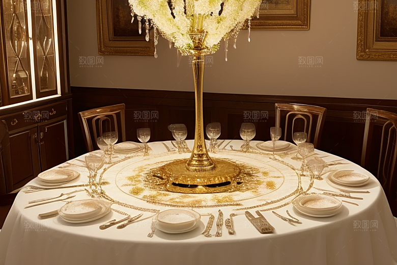 精美的餐桌与餐具