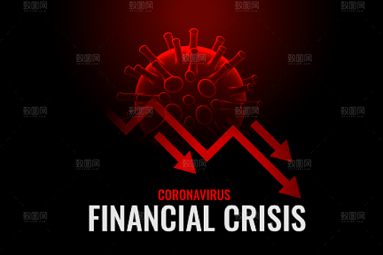 冠状病毒引起金融危机海报