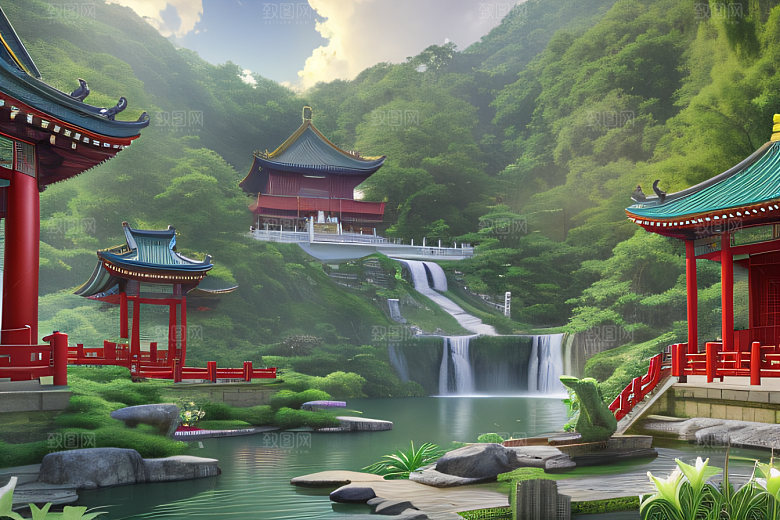 紫色花海湖畔仙境中的睡莲花园