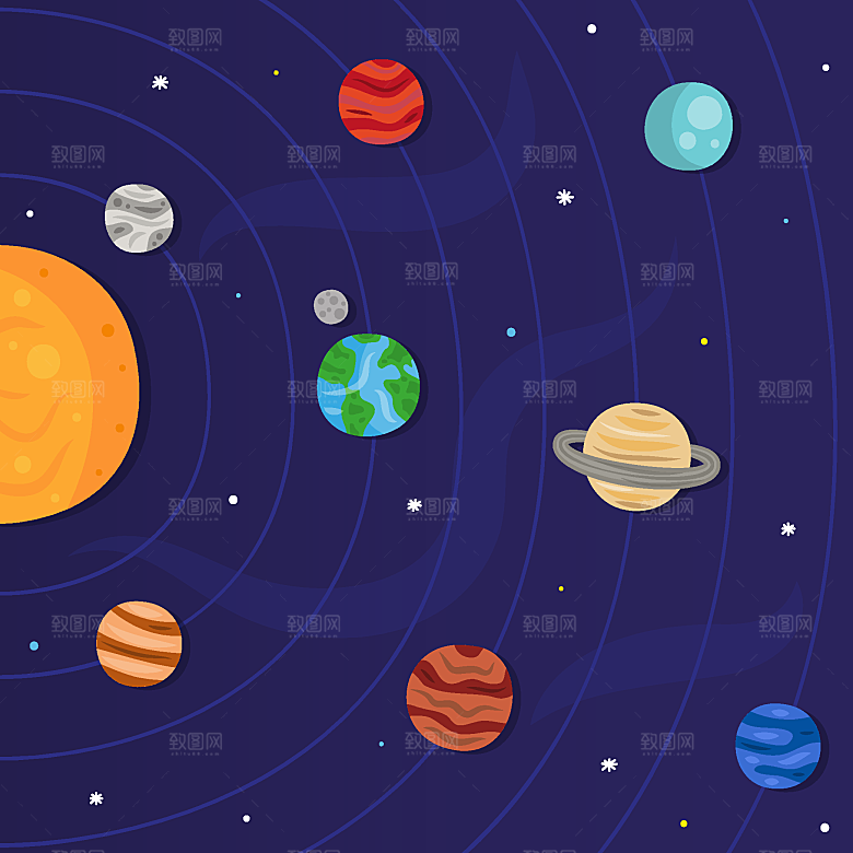 行星插画设计矢量
