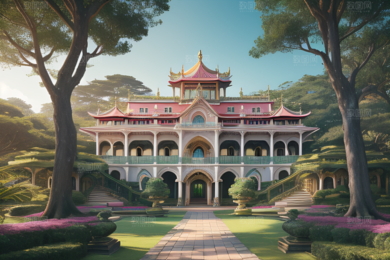 美轮美奂宫殿与大海森林交相辉映