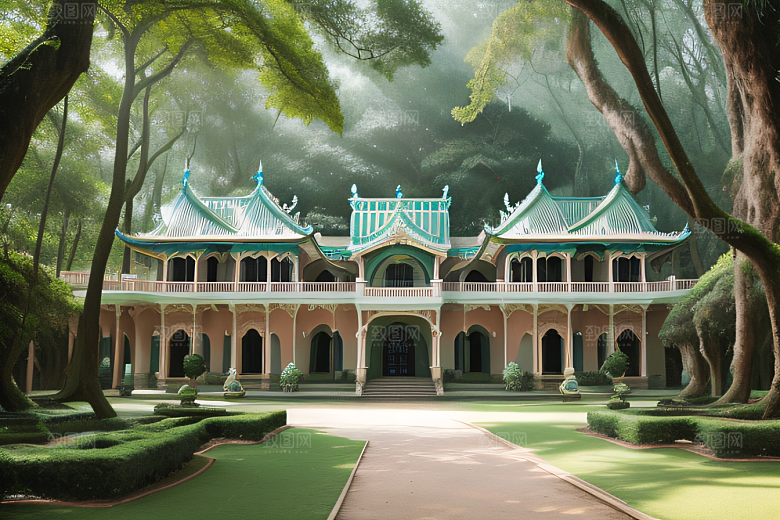 美轮美奂宫殿与大海森林交相辉映