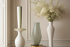 花瓶与绿植组合创造生机勃勃的室内绿色空间