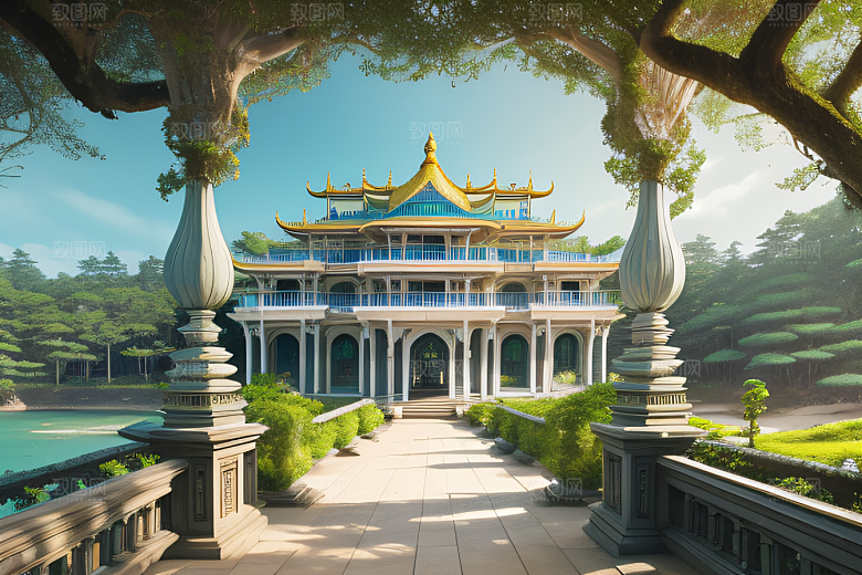 梦幻建筑宫殿与大自然的精致融合