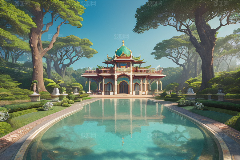 梦幻建筑宫殿与大自然的精致融合