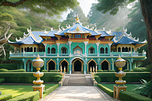 梦幻建筑宫殿与大自然的精致融合