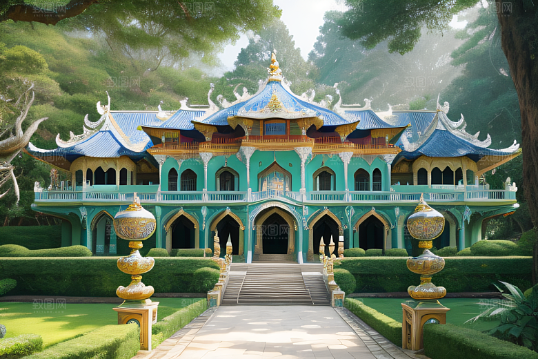 梦幻建筑宫殿与大自然的精致融合