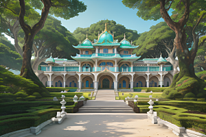 梦幻建筑宫殿与大自然的精致融合