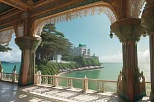 神奇仙境宫殿在海洋和森林中展现魔法