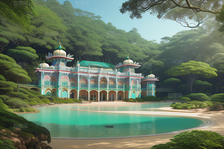 神奇仙境宫殿在海洋和森林中展现魔法