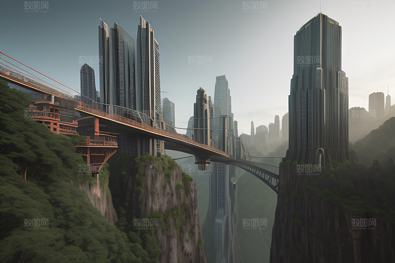 高楼与悬崖的壮丽景色