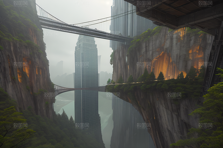 高楼与悬崖的壮丽景色