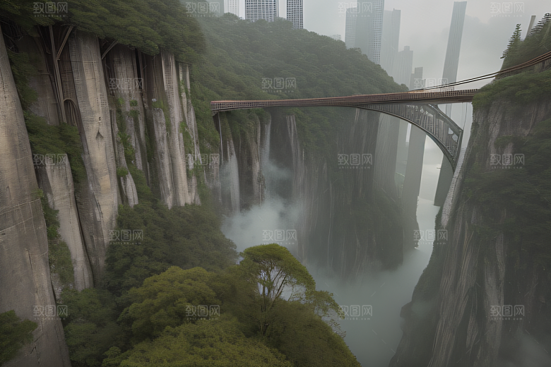 高楼与悬崖的壮丽景色