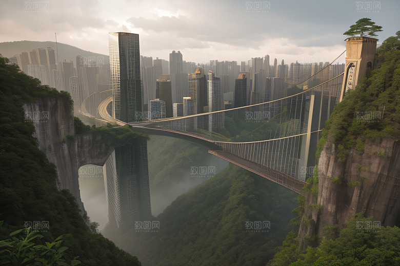 高楼与悬崖的壮丽景色