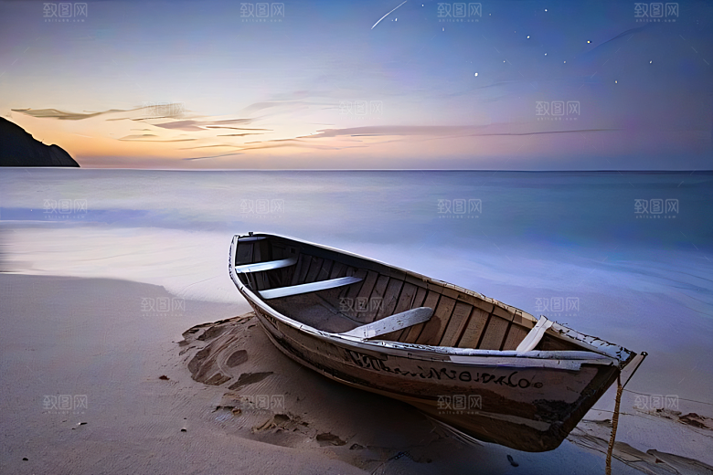 浪漫夜晚的海岸风光