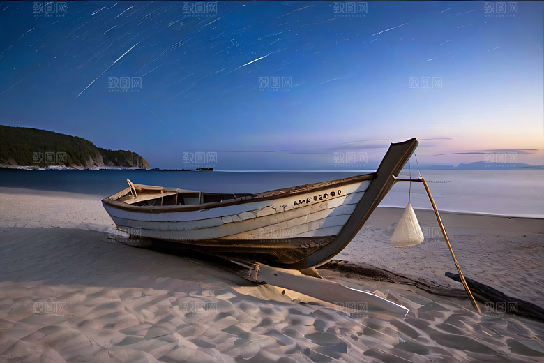 浪漫夜晚的海岸风光