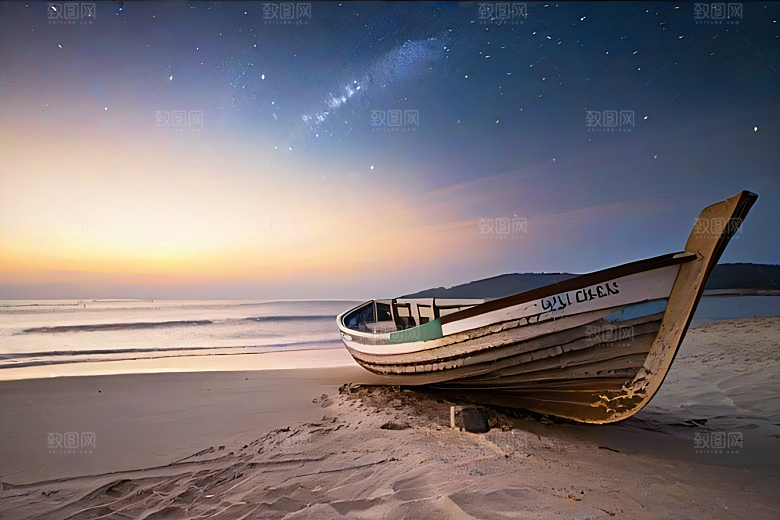 月光下的神秘沙滩美景