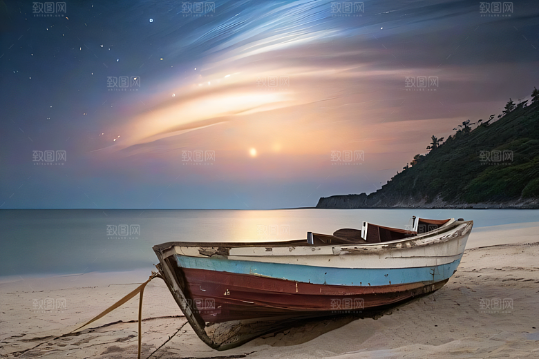 月光下的神秘沙滩美景