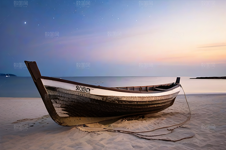 迷幻海滩与船只美景