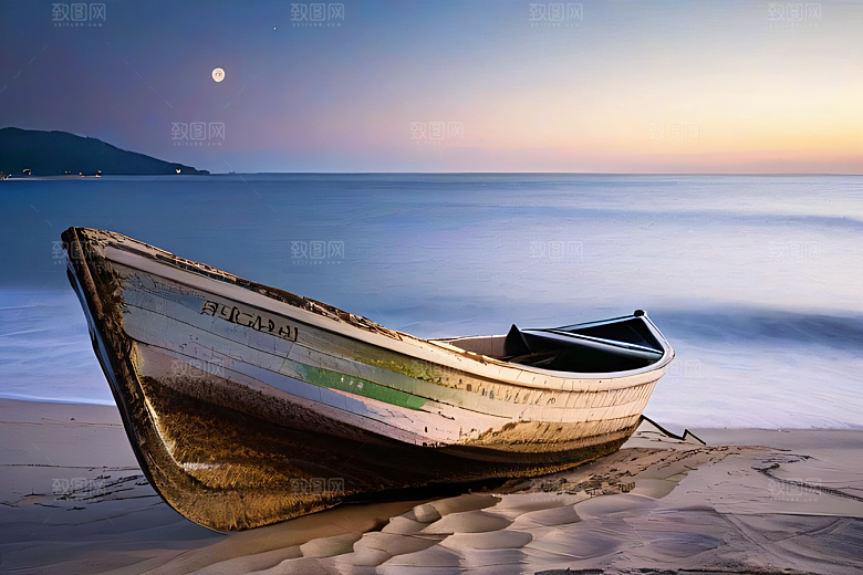 迷幻海滩与船只美景