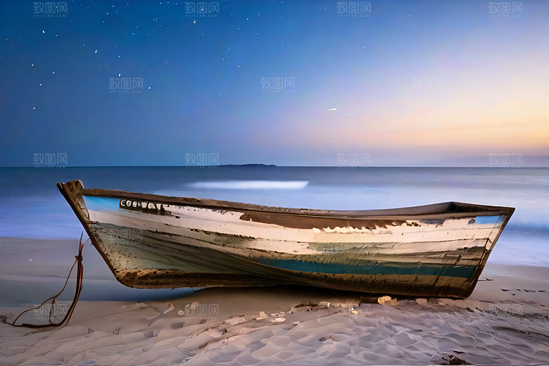 迷幻海滩与船只美景