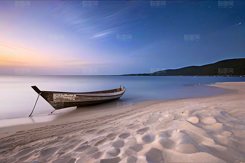迷幻海滩与船只美景