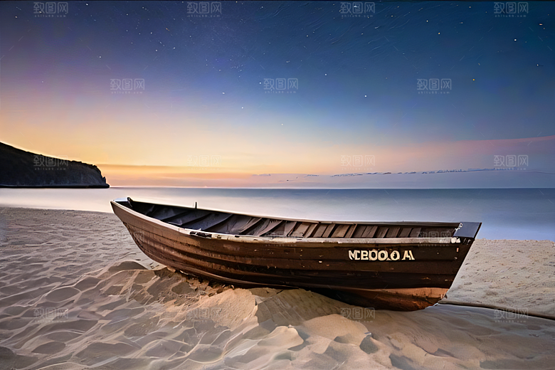 迷幻海滩与船只美景