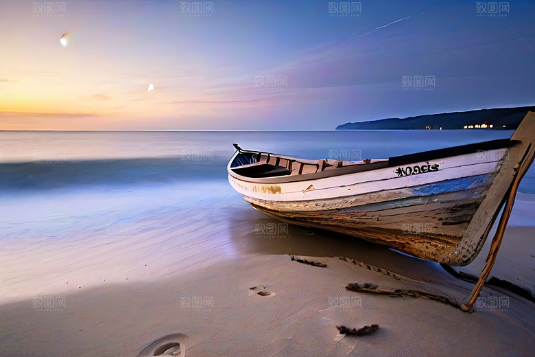 迷幻海滩与船只美景