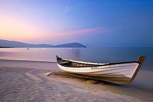 迷幻海滩与船只美景