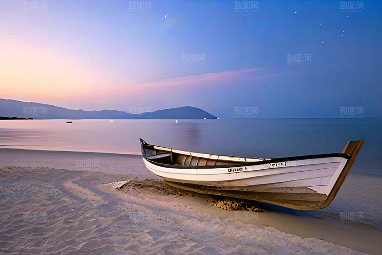 迷幻海滩与船只美景