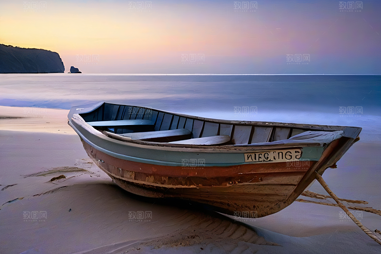 迷幻海滩与船只美景