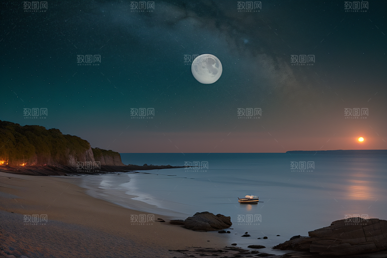 浩渺天空下的海滩