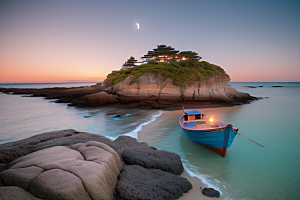 浩渺天空下的海滩