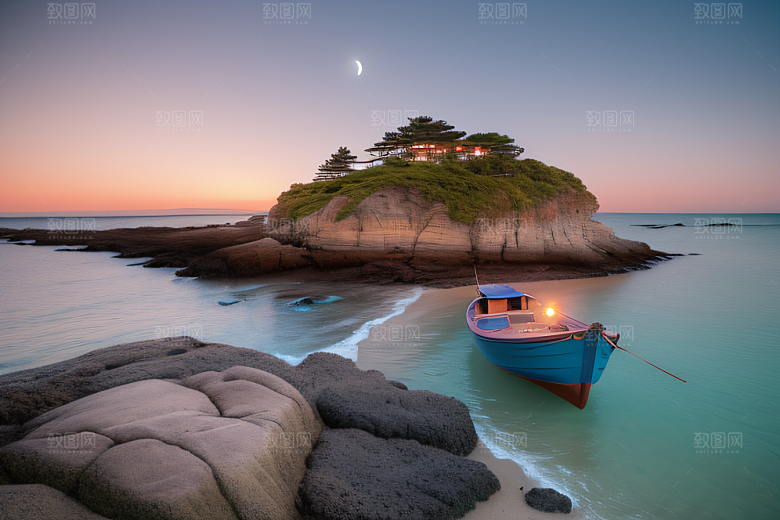 浩渺天空下的海滩