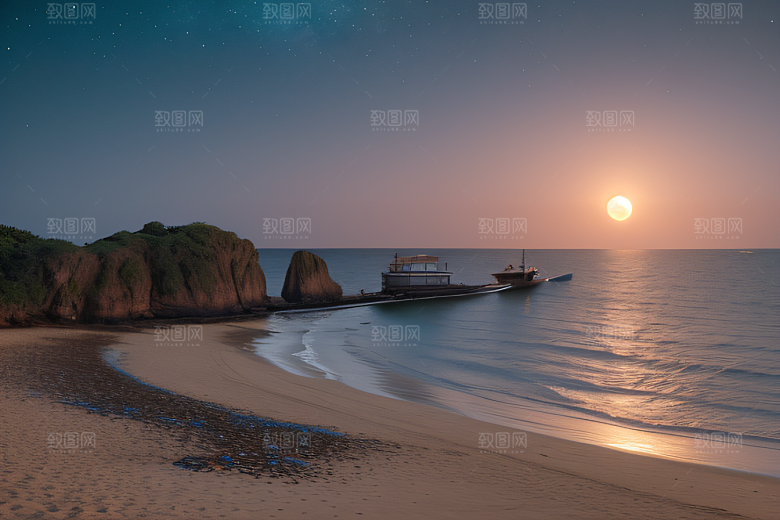 浩渺天空下的海滩