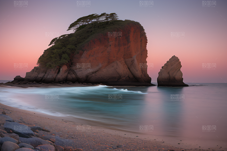浩渺天空下的海滩