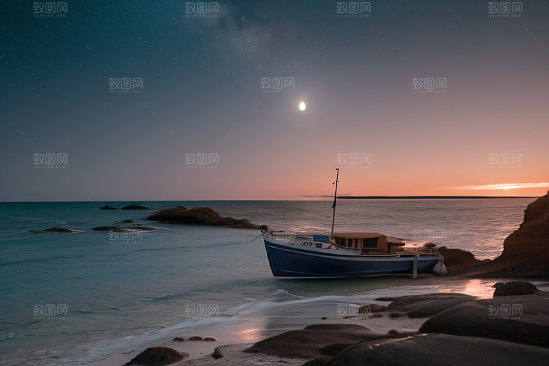 浩渺天空下的海滩