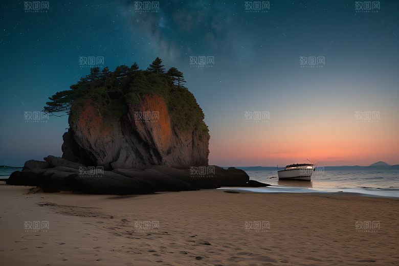 浩渺天空下的海滩