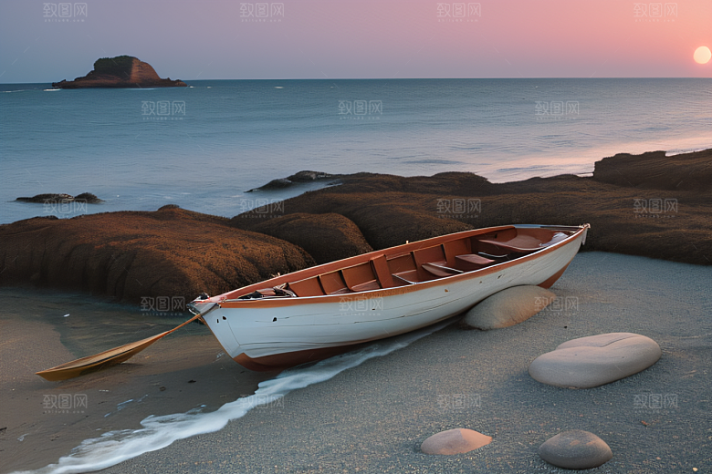 夜晚的沙滩与月光