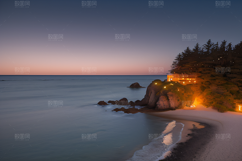 月光下的神秘沙滩美景