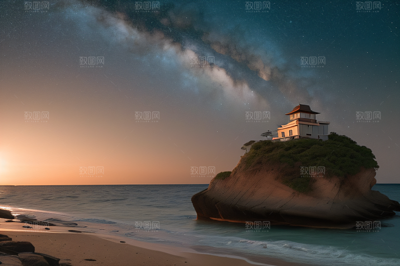 月光下的神秘沙滩美景