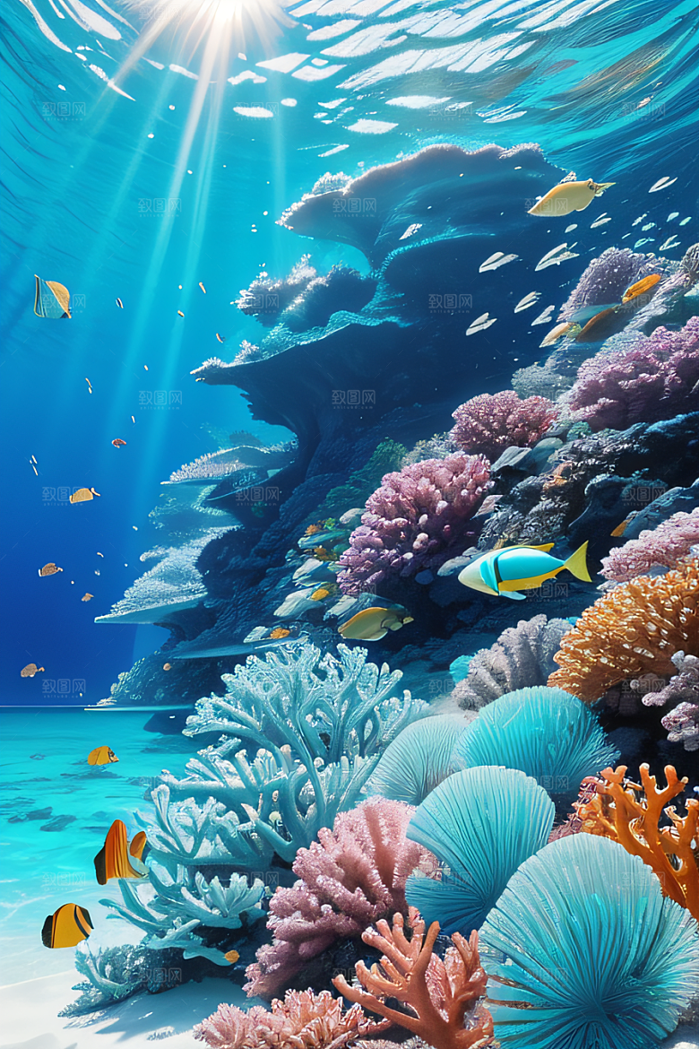 珊瑚海与阳光沐浴马尔代夫热带天堂