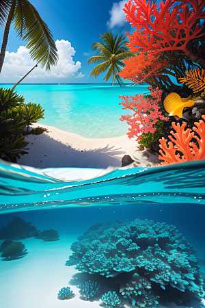 珊瑚与棕榈马尔代夫的热带之美
