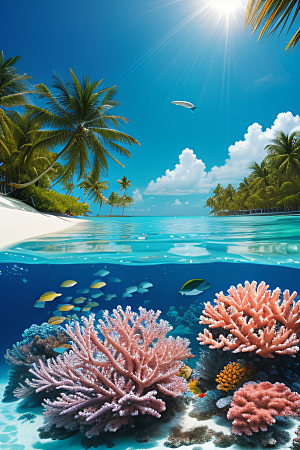 珊瑚与棕榈马尔代夫的热带之美
